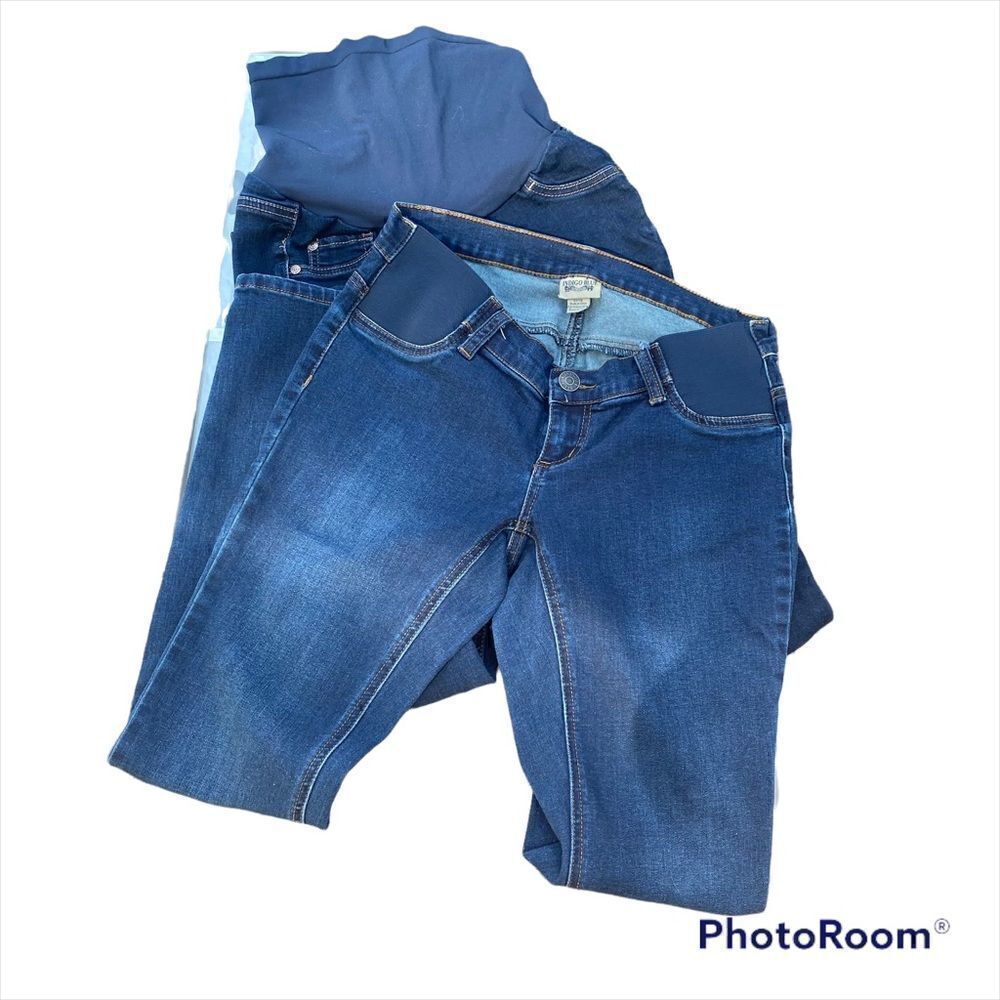 Indigo Blue Maternity Jeans Denim Pull On Small